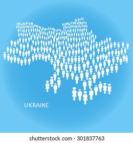 Map of the Ukraine made up of a crowd of people icons