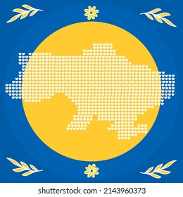A map of Ukraine made of heart icons.