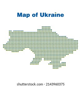 A map of Ukraine made of heart icons.