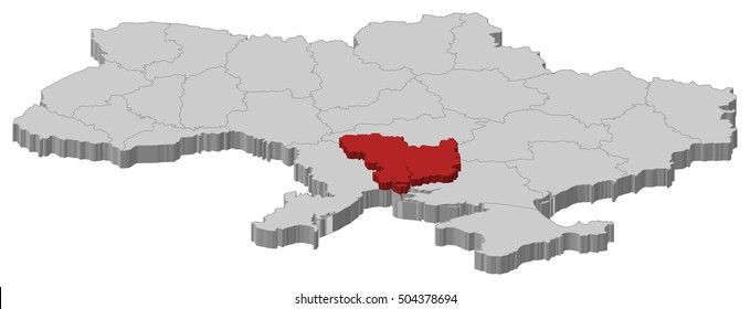 Map - Ukraine, Mykolaiv - 3D-Illustration