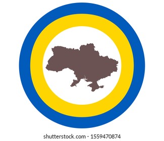 Map of the Ukraine on background with flag