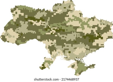 map of Ukraine in pixel MM-14, standard of the Ministry of Defense