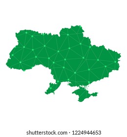 Map of Ukraine from Polygonal wire frame low poly mesh,Ukraine map Vector Illustration EPS10.