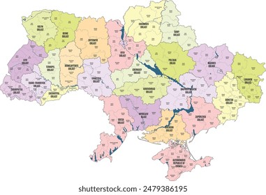 Map of Ukraine with regions and districts