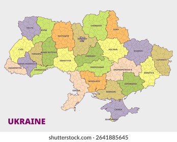 Map of Ukraine Showing Regions and Provinces