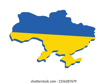 Map of Ukraine - simple hand drawn sketch style contour map in color of Ukrainian flag blue and yellow. Ukrainian border silhouette drawing. Vector illustration isolated on white