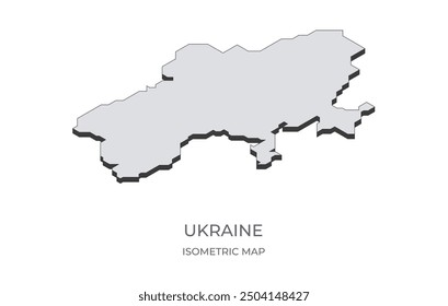 Map of the Ukraine in simple isometric form. Illustration of isometric map of the country.
