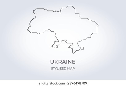 Map of Ukraine in a stylized minimalist style. Simple illustration of the country map.