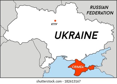 Map of Ukraine (subdivisions of Ukraine) with Autonomous Republic of Crimea, vector