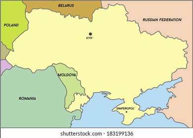Map of Ukraine (subdivisions of Ukraine), vector