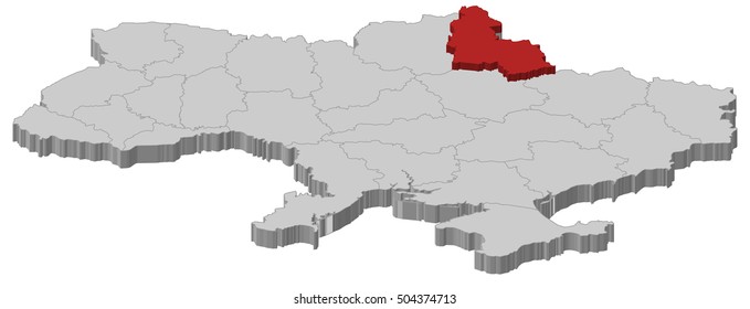 Map - Ukraine, Sumy - 3D-Illustration