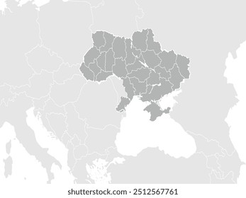 Map of Ukraine and surrounding countries. Modern color map. Silhouette map.