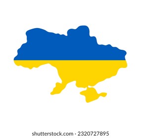 Map of Ukraine. Vector Illustration of the Flag Incorporated Into the Map of Ukraine. Flag of Ukraine. Concept of Ukrainian and Russian military crisis, conflict between Ukraine and Russia. 