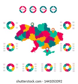 Map of the Ukraine. Vector image of a global map in the form of regions (regions) in Italy. Easy to edit