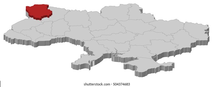 Map - Ukraine, Volyn - 3D-Illustration