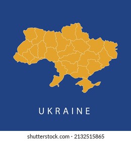 Map of Ukraine. Yellow and blue. Pray for Ukraine. Vector illustration