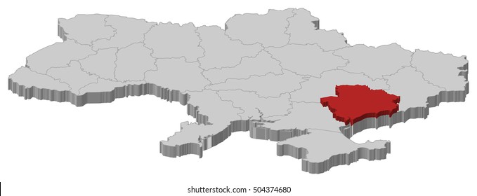 Map - Ukraine, Zaporizhia - 3D-Illustration