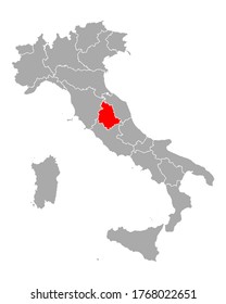 Map of Umbria in Italy on white