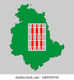 Map of Umbria is a state Italy with flag. Vector Illustration