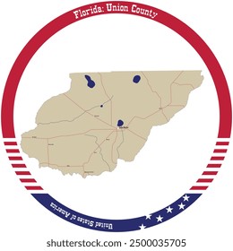 Map of Union County in Florida, USA arranged in a circle.