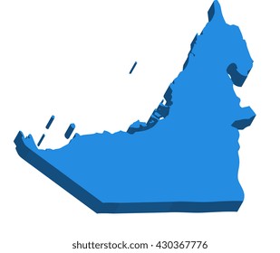 A map of United Arab Emirates 3D on white background