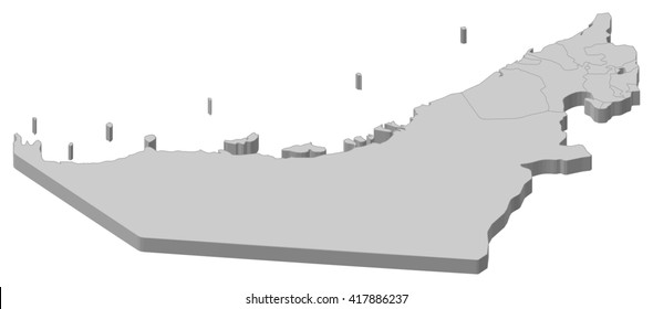 Map - United Arab Emirates - 3D-Illustration