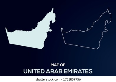 Map of United Arab Emirates. Abstract design, vector illustration by using adobe illustrator. UAE isolated map. UAE Outline map. Editable Map design for anywhere uses.