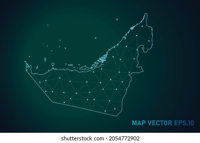 Map of united Arab Emirates - Abstract mash line and point scales on dark gradient background. Wire Frame 3D mesh polygonal network line, design sphere, dot and structure. Vector illustration eps 10.