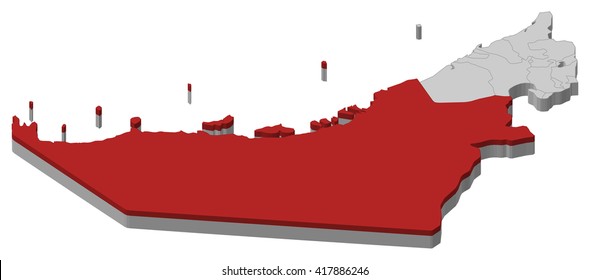 Map - United Arab Emirates, Abu Dhabi - 3D-Illustration