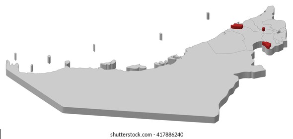 Map - United Arab Emirates, Ajman - 3D-Illustration