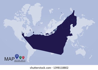 Map of United Arab Emirates - Blue Geometric Rumpled Triangular , Polygonal Design For Your . Vector illustration eps 10. - Vector