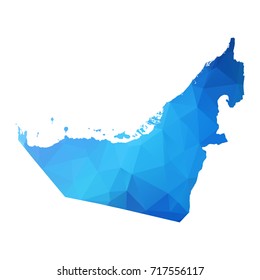 Map of United Arab Emirates - Blue Geometric Rumpled Triangular , Polygonal Design For Your . Vector illustration eps 10.