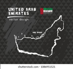 Map of United Arab Emirates, Chalk sketch vector illustration