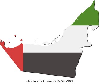 Map of the United Arab Emirates in the colors of its flag (cut out)