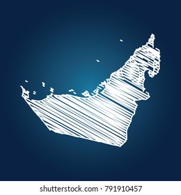 Map of United Arab Emirates, Drawing map on blackboard of United Arab Emirates. drawn on chalkboard with scribbled map of United Arab Emirates can be use for education. vector illustration.