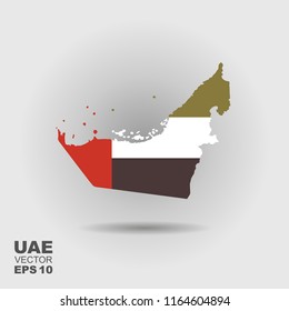 Map of United Arab Emirates with flag - vector illustration