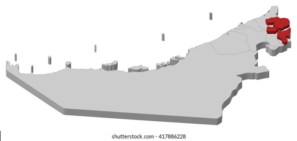 Map - United Arab Emirates, Fujairah - 3D-Illustration