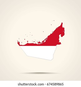 Map of United Arab Emirates in Indonesia flag colors


