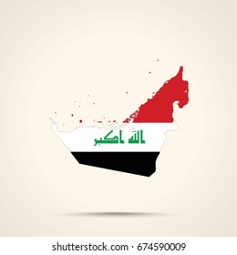 Map of United Arab Emirates in Iraq flag colors