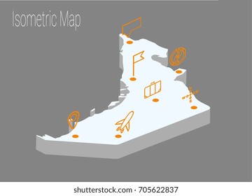 Map United Arab Emirates isometric concept. 3d flat illustration of Map UAE.