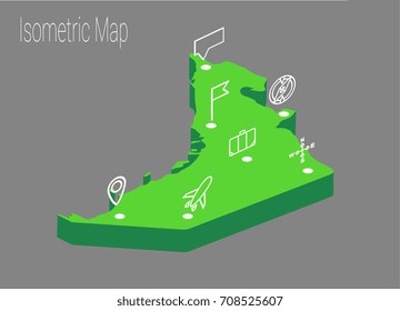Map United Arab Emirates isometric concept. 3d flat illustration of Map UAE.