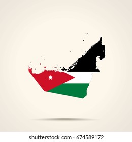 Map of United Arab Emirates in Jordan flag colors