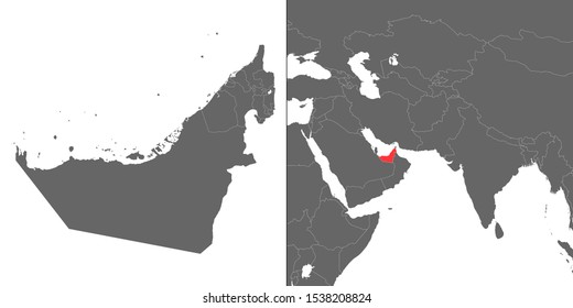 Map of United Arab Emirates with location on asian map