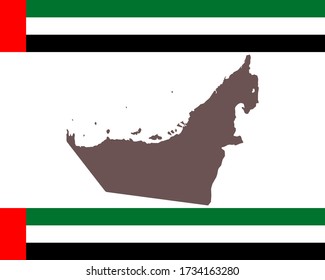 Map of the United Arab Emirates on background with flag