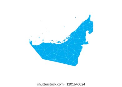 Map of United Arab Emirates from Polygonal wire frame low poly mesh,United Arab Emirates map Vector Illustration EPS10.