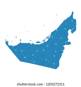Map of United Arab Emirates from Polygonal wire frame low poly mesh,United Arab Emirates map Vector Illustration EPS10.
