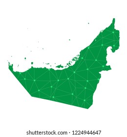 Map of United Arab Emirates from Polygonal wire frame low poly mesh,United Arab Emirates map Vector Illustration EPS10.