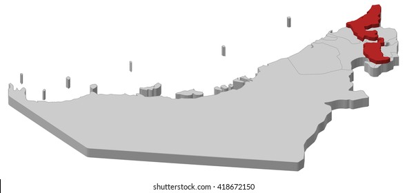 Map of the United Arab Emirates, Ras al-Khaimah highlighted