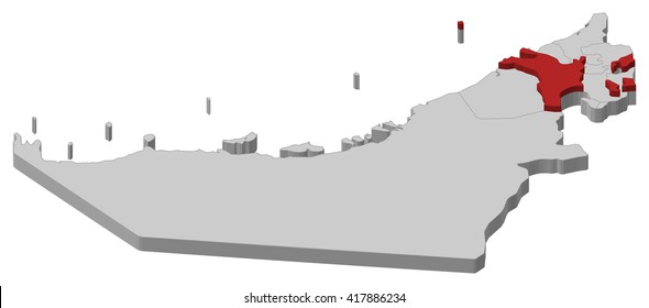 Map - United Arab Emirates, Sharjah - 3D-Illustration