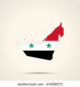 Map of United Arab Emirates in Syria flag colors


